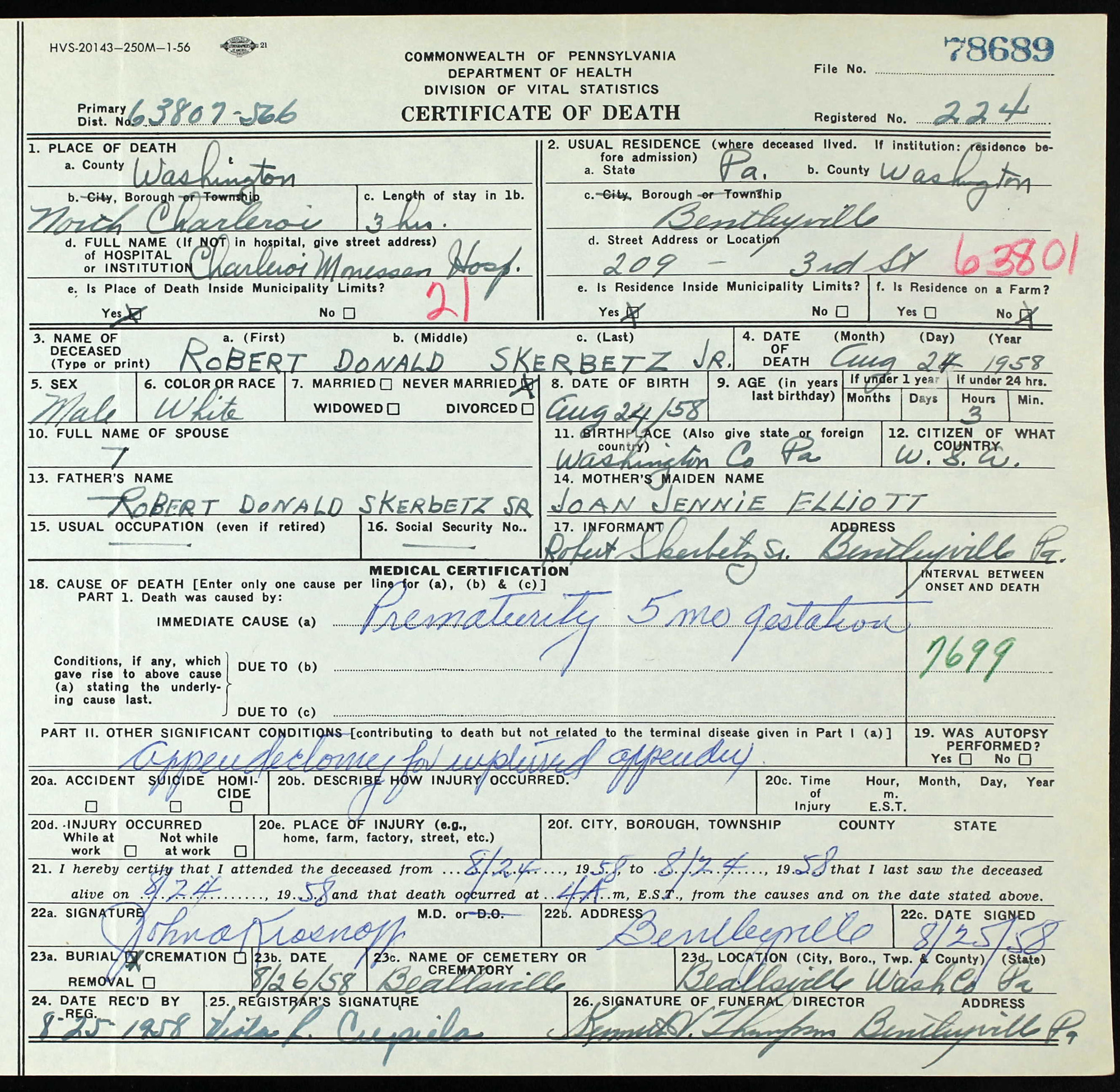 death certificate